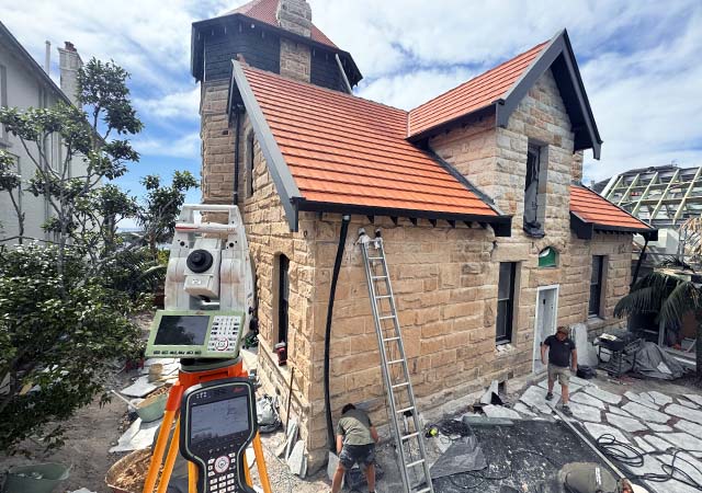 Surveyor on site — heritage residential rebuild, Sydney